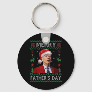 Santa Joe Biden Merry Fathers Day Ugly Christmas S Key Ring