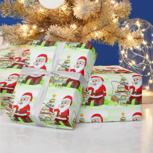 Santa Joins Fishing Fans for Christmas Cheer! Wrapping Paper
