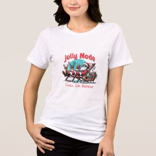 Santa “Jolly Mode: Chill, Sip, Repeat” Christmas Tri-Blend Shirt