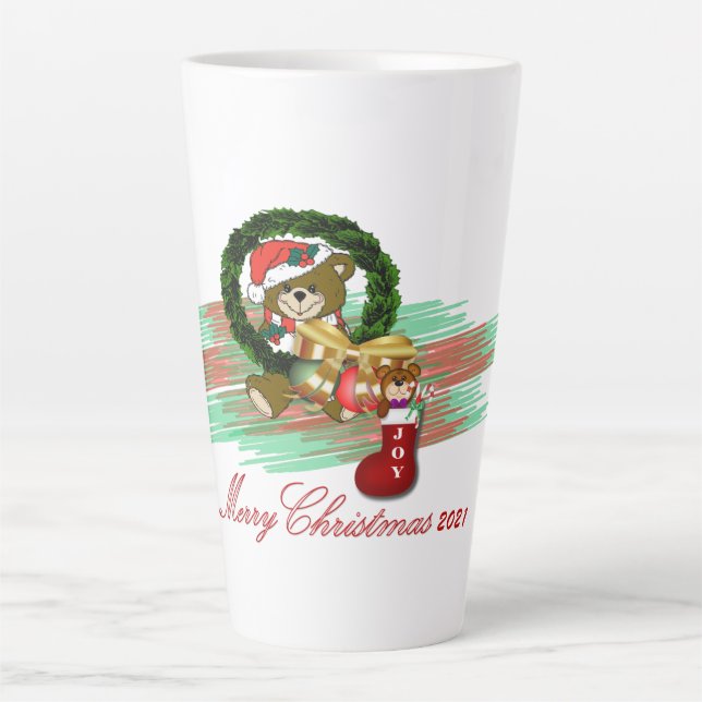 Santa Joy Sock Christmas Latte Mug (Front)