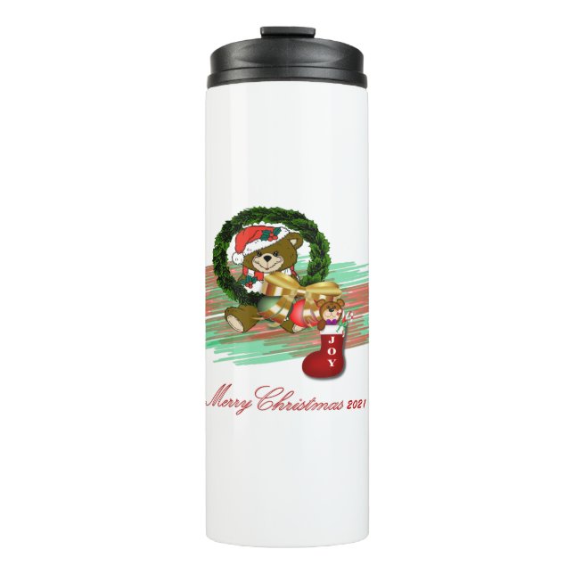 Santa Joy Sock Christmas Thermal Tumbler (Front)