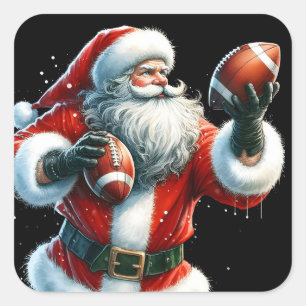 Santa Juggling Footballs for Christmas Square Sticker