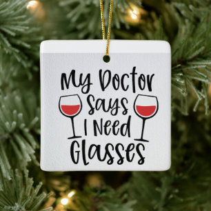 SANTA JUST BRING THE *WINE* THIS CHRISTMAS CERAMIC ORNAMENT