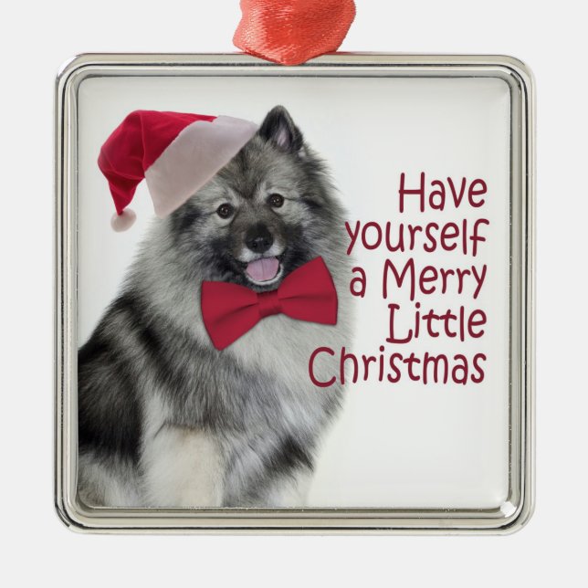 Santa Keeshond Christmas Ornament (Front)