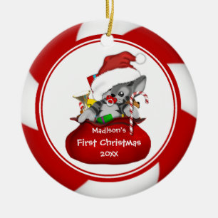 Santa Kitten Baby's First Christmas Ornament