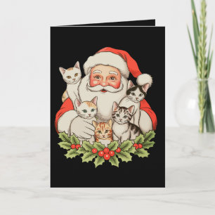 Santa Kittens Cats Christmas Xmas Holiday Card