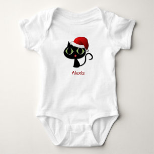Santa kitty baby bodysuit