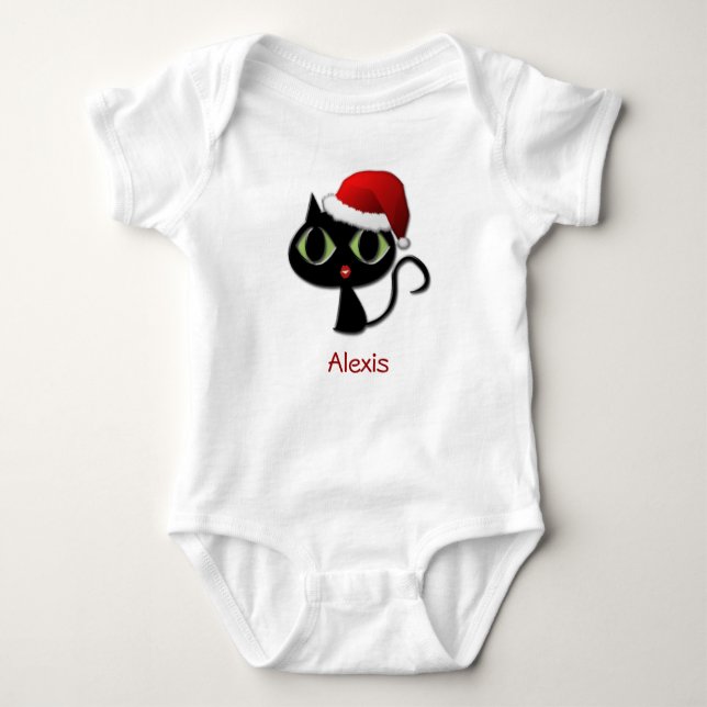 Santa kitty baby bodysuit (Front)