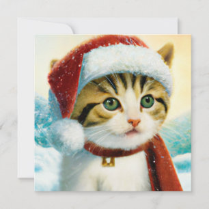 Santa Kitty budget Christmas Holiday Card
