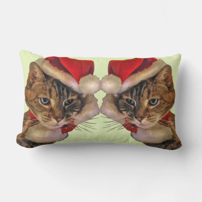 Santa Kitty Lumbar Cushion (Front)