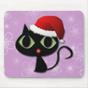 Santa kitty mouse pad