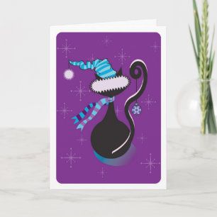 Santa Kitty Purple Card