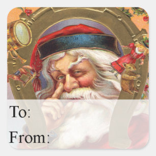 Santa Knows Vintage Christmas Gift Tag