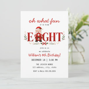 Santa Kris Eight 8th Birthday Christmas Party Invitation