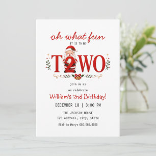 Santa Kris Two 2nd Birthday Christmas Party Invitation
