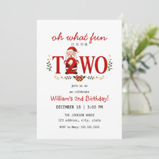 Santa Kris Two 2nd Birthday Christmas Party Invitation