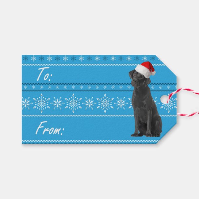 Santa Lab Christmas Gift Tag (Front (Horizontal))