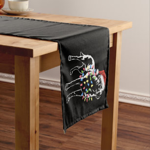 Santa Labrador Retriever Christmas Light Dog Lover Short Table Runner