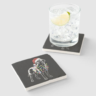 Santa Labrador Retriever Christmas Light Dog Lover Stone Coaster