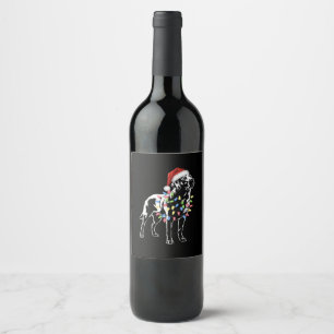 Santa Labrador Retriever Christmas Light Dog Lover Wine Label