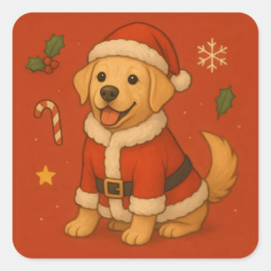 Santa Labrador Retriever Dog Cute Christmas Square Sticker