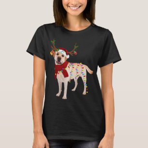 Santa Labrador retriever reindeer Light Christmas T-Shirt