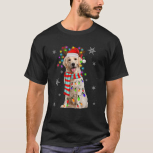 Santa Labrador Retriever Reindeer Light Christmas  T-Shirt