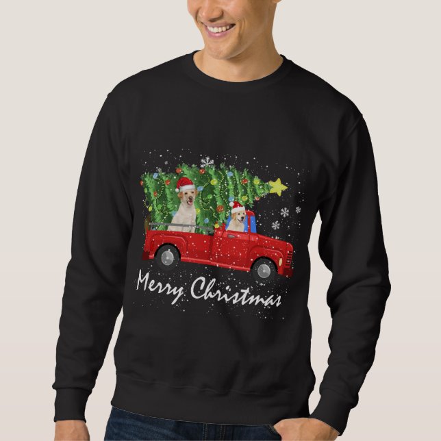 Santa Labrador Retriever Riding Red Truck Merry Ch Sweatshirt (Front)