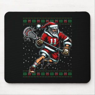 Santa Lacrosse Ugly Christmas Sweater Mouse Pad