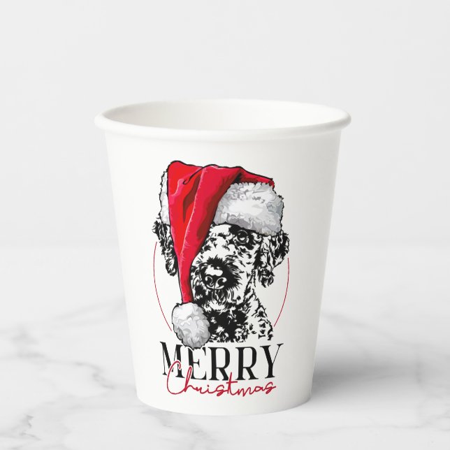 Santa Lagotto Romagnolo Merry Christmas dog mum Paper Cups (Front)