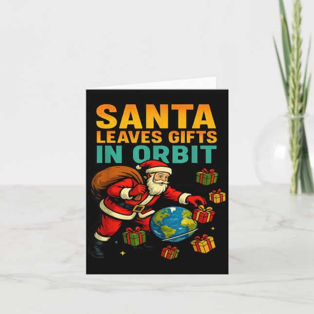 Santa Leaves In Orbit Funny Xmas Space  Card (Front)