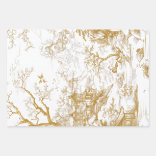 Santa-Left-Right Facing Oriental Wallpaper Wrapping Paper Sheet