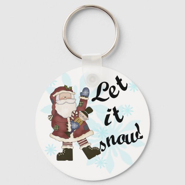 Santa Let it Snow T-shirts and Gifts Key Ring (Front)