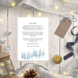 Santa Letter for Baby Blue Winter Forest Rustic Holiday Card