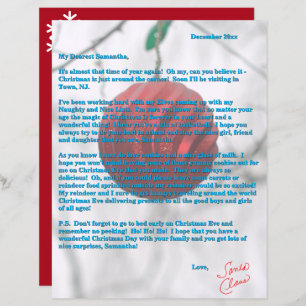 Santa Letter Red Ornament Snowflakes