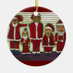 Santa Line Up Ceramic Ornament