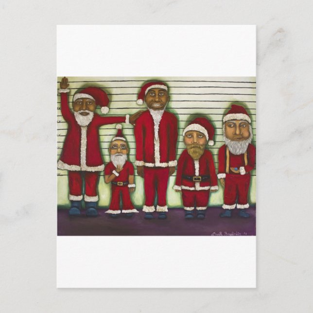 Santa Line Up Holiday Postcard (Front)