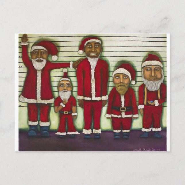 Santa Line Up Holiday Postcard (Front)