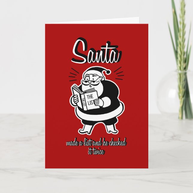 Santa List Naughty or Nice Christmas Greeting Card (Front)