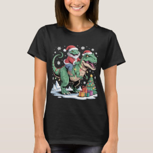 Santa Lizard Riding Festive T-Rex T-Shirt