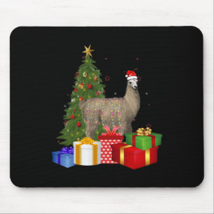 Santa Llama Christmas Tree With Light Funny Xmas L Mouse Pad