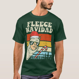 Santa Llama Fleece Navidad Alpaca Christmas Pajama T-Shirt