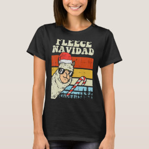 Santa Llama Fleece Navidad Alpaca Christmas Xmas M T-Shirt