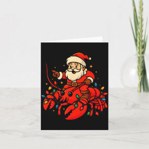 Santa Lobster Christmas Pajama Santa Riding Lobste Card
