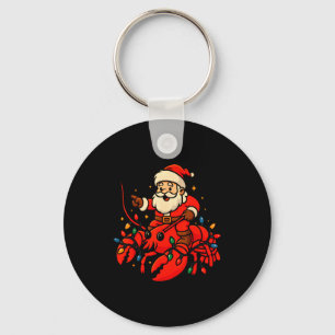 Santa Lobster Christmas Pajama Santa Riding Lobste Key Ring