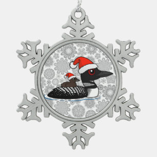 Santa Loon Snowflake Pewter Christmas Ornament