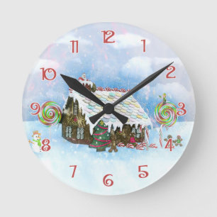 Santa Loves Cookies Christmas Round Clock