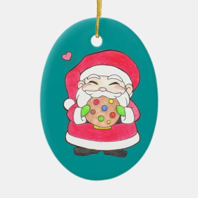 Santa Loves Cookies Ornament (Front)