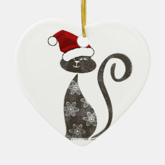 Santa Loves Kitties Ornament Heart