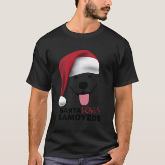 Santa Loves Samoyeds Puppy Dog T-Shirt